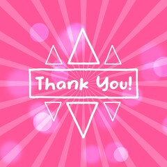 Thank You Card. Hand Written Lettering with retro background, celebrating,Wedding Invitation, Thank You Message,