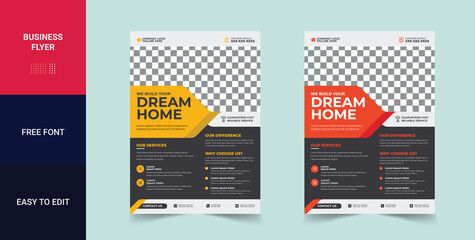 Construction Flyer Template, Construction Brochure Cover, Poster, Handyman flyer template. Handyman service flyer ideas. House repair service leaflet template. Handyman house repair service poster 