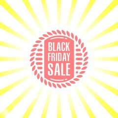 Black friday retro sales banner with sunrays, announcing discount, advertisement items, oldskool banner sunburst background
