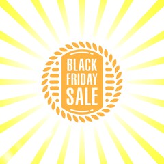 Black friday retro sales banner with sunrays, announcing discount, advertisement items, oldskool banner sunburst background