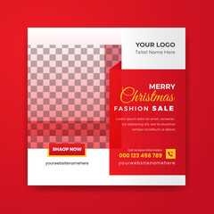 Merry Christmas Fashion Sale Social Media Post Square Web Banner Template Design