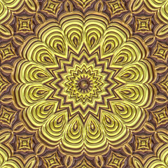 3d effect - abstract golden polygonal mandala style pattern 