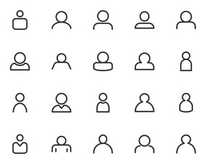 set of users thin line icons