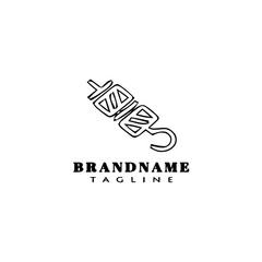 barbecue logo cartoon icon template black isolated vector illustration