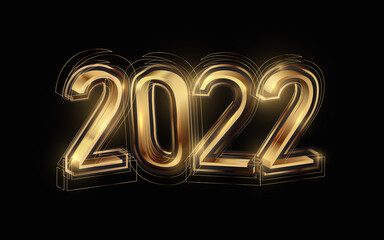 2022 happy new year with golden color and luxury concept. Vector illustration