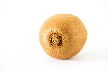 Fototapeta premium Kiwi fruit macro close up, white background, horizontal format