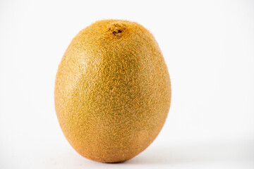 Kiwi fruit macro close up, white background, horizontal format