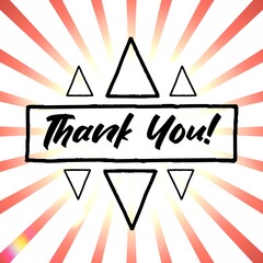 Thank You Card. Hand Written Lettering with retro background, celebrating,Wedding Invitation, Thank You Message,