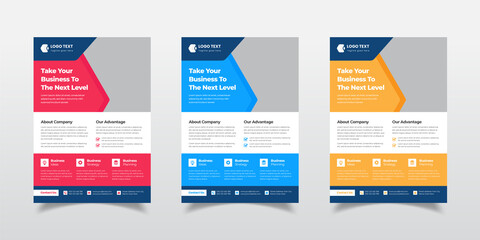 Modern Corporate Business Company Agency A4 Flyer Template Or Colorful Shape Flyer Template Design