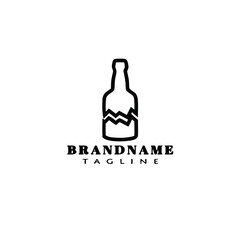 broken bottle cartoon logo icon design flat black isolated vector illustration