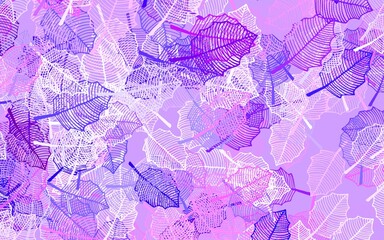 Light Pink, Blue vector doodle template with leaves.