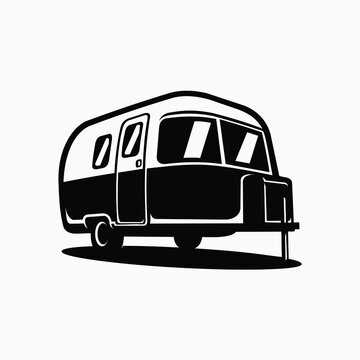 Vintage classic caravan camper vector illustration isolated