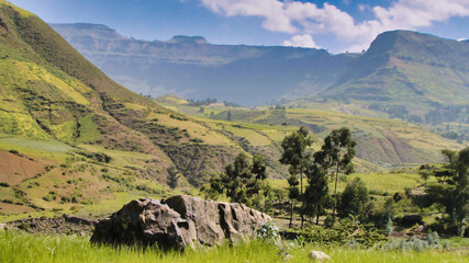 Fototapeta na wymiar landscape in the highlands of Ethiopia in Africa