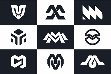 Set of M monogram logo collection