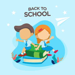 Fototapeta premium Back to school flat illustration