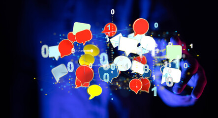 express envelope and parcel abstract technology background. Business quantum internet network...