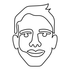 One line art face man, modern contemporary minimalist abstract man portrait. Continuous one line drawing faces