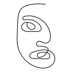 One line art face man, modern contemporary minimalist abstract man portrait. Continuous one line drawing faces