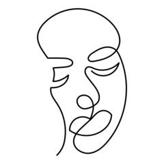 One line art face, modern contemporary minimalist abstract woman portrait. Continuous one line drawing faces