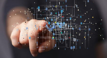 Big data and artificial intelligence concept. Machine learning and cyber mind domination
