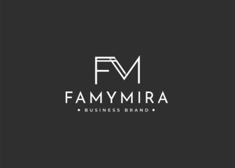 Minimalist letter F M logo design