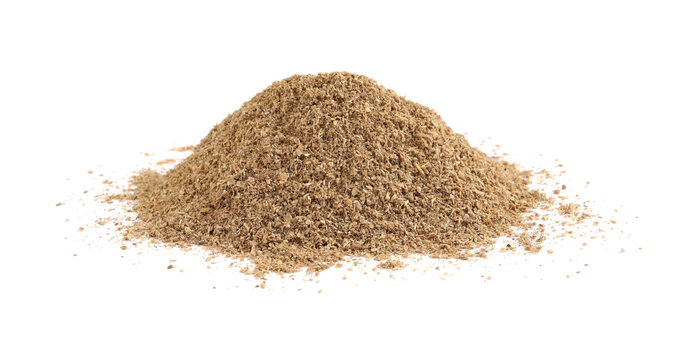 Heap of powdered coriander isolated on white