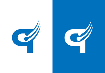 Naklejka premium Q Letter With Tech Logo Design In Vector 