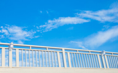 Balcony on blue sky. Background with beautiful cloud's