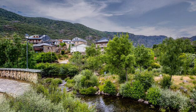 View of Ribadelago village by river Tera near Sanabria lake in the province of Zamora, Spain.