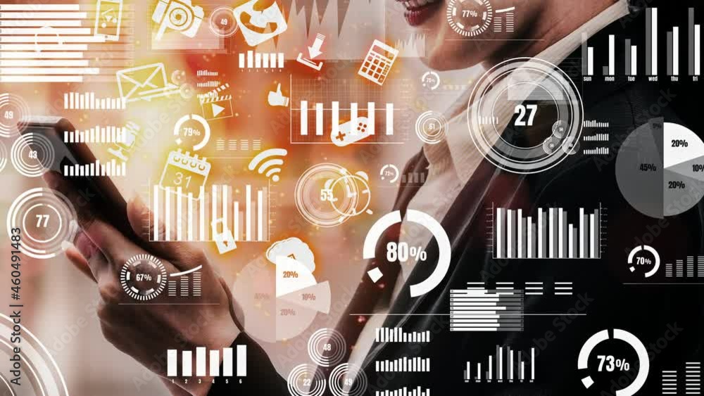 Aufkleber multimedia and computer applications conceptual . business people using technology of digital gadget