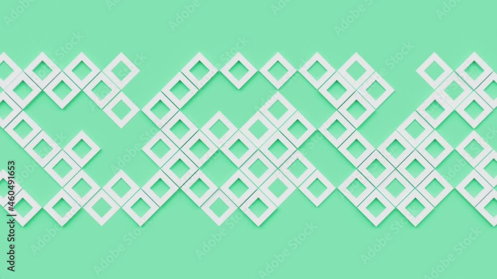 Poster geometric pattern with square shapes, seamless looping abstract animated background, moving cubes bl