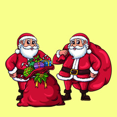 Hand drawn cute christmas character Santa Claus