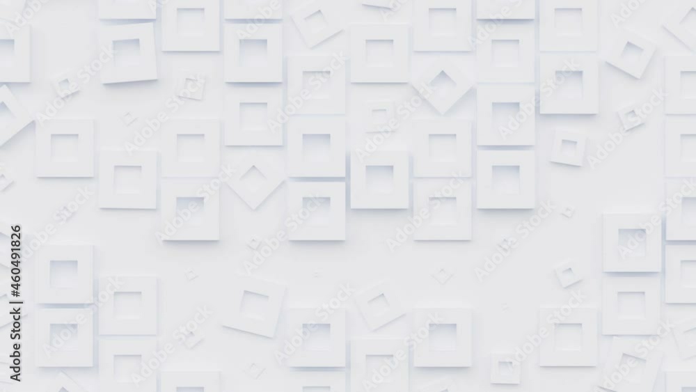 Poster geometric pattern with square shapes, seamless looping abstract animated background, moving cubes bl
