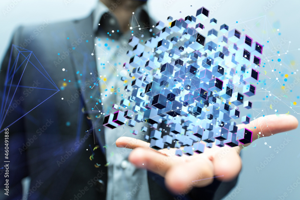 Poster data Internet infrastructure concept. Abstract technology background. 3D rendering.