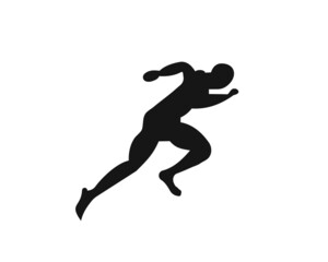 Fototapeta na wymiar Sport Running Man Front View Logo. Running man Silhouette Logo Template For Marathon, template, Running Club Or Sports Club