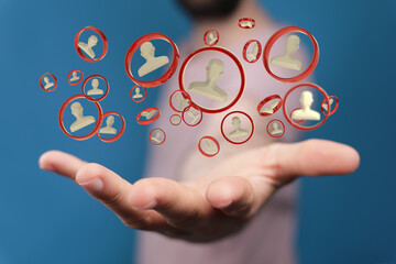 Business people silhouettes network team