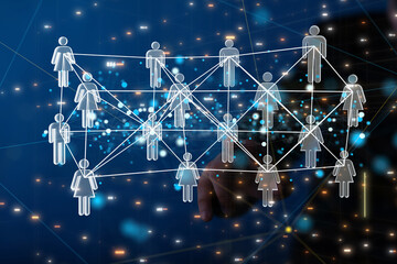 videoconference group of people talking in social network business