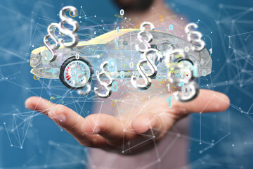 Car insurance concept with car in hands