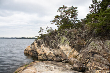 Rocks on island Bergholmen in Stockholm Archipelago