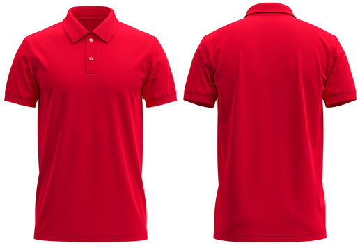 Short-Sleeve polo shirt rib collar and cuff ( Realistic 3d renders ) red