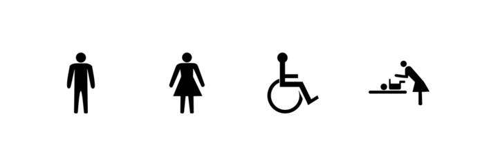 changing room icon set, toilet icon set, changing room and toilet sign symbol