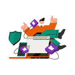 Flat concept of social media - vector illustration