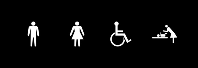 changing room icon set, toilet icon set, changing room and toilet sign symbol