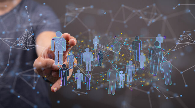 Abstract network of physical devices on the Internet using a network connection with statistics numbers 3d illustration