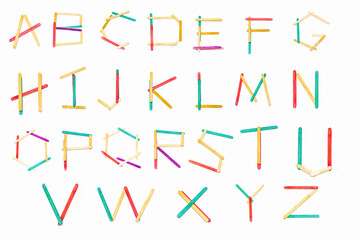 Chic letters are made of colorful wood.