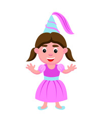 cartoon illustration of a girl wearing a princess costume