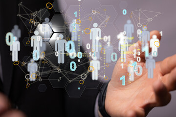 Global network. Blockchain. 3D illustration. Neural networks and artificial intelligence. Abstract