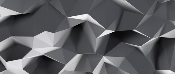 3D rendering of silver color triangle polygonal