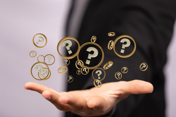 colored question marks background concept. 3D Rendering.