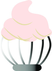 Wired whisk and whipping cream isolated